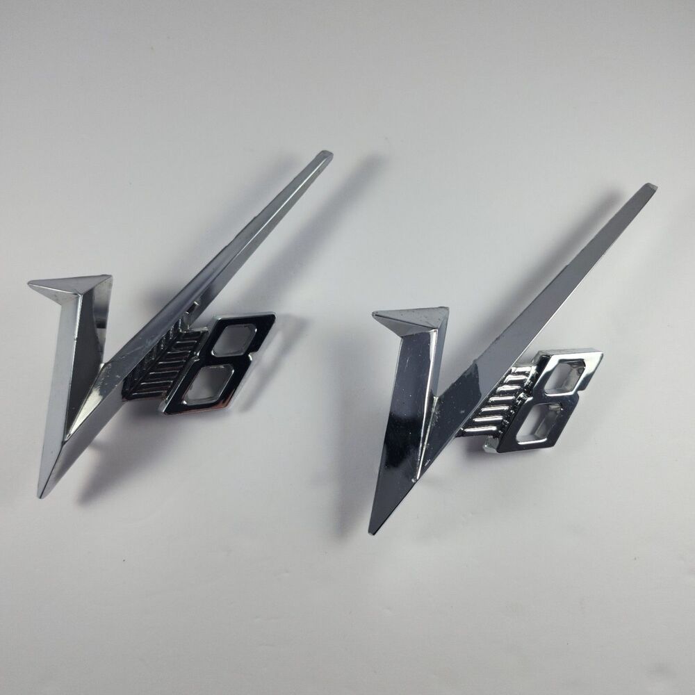 Vintage (2) Dodge Royal Lancer 1955 Chrome V8 Emblems #1599091